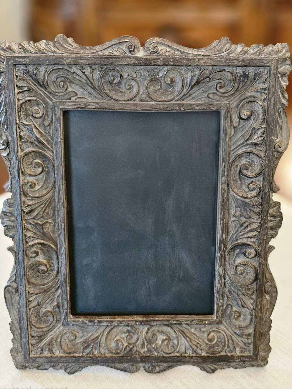 Vintage Baroque 5x7 Picture Frame Heavy Resin Ornate Antique Silver Scrolling